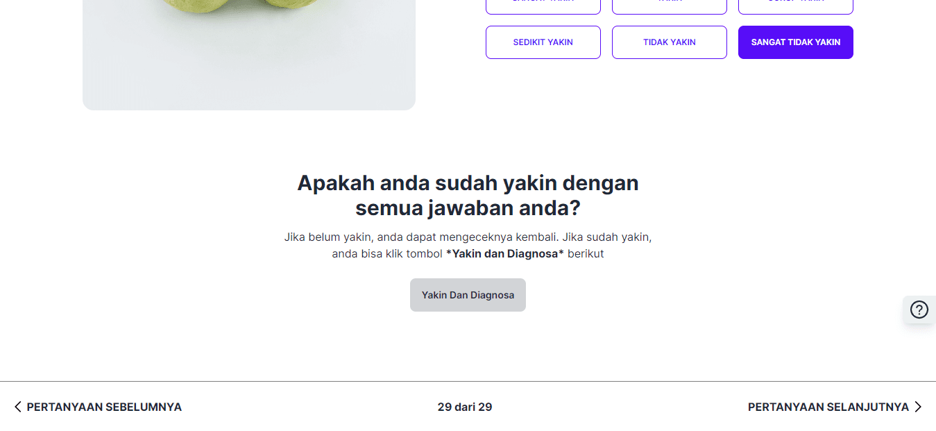 Gambar tombol Yakin Dan Diagnosis